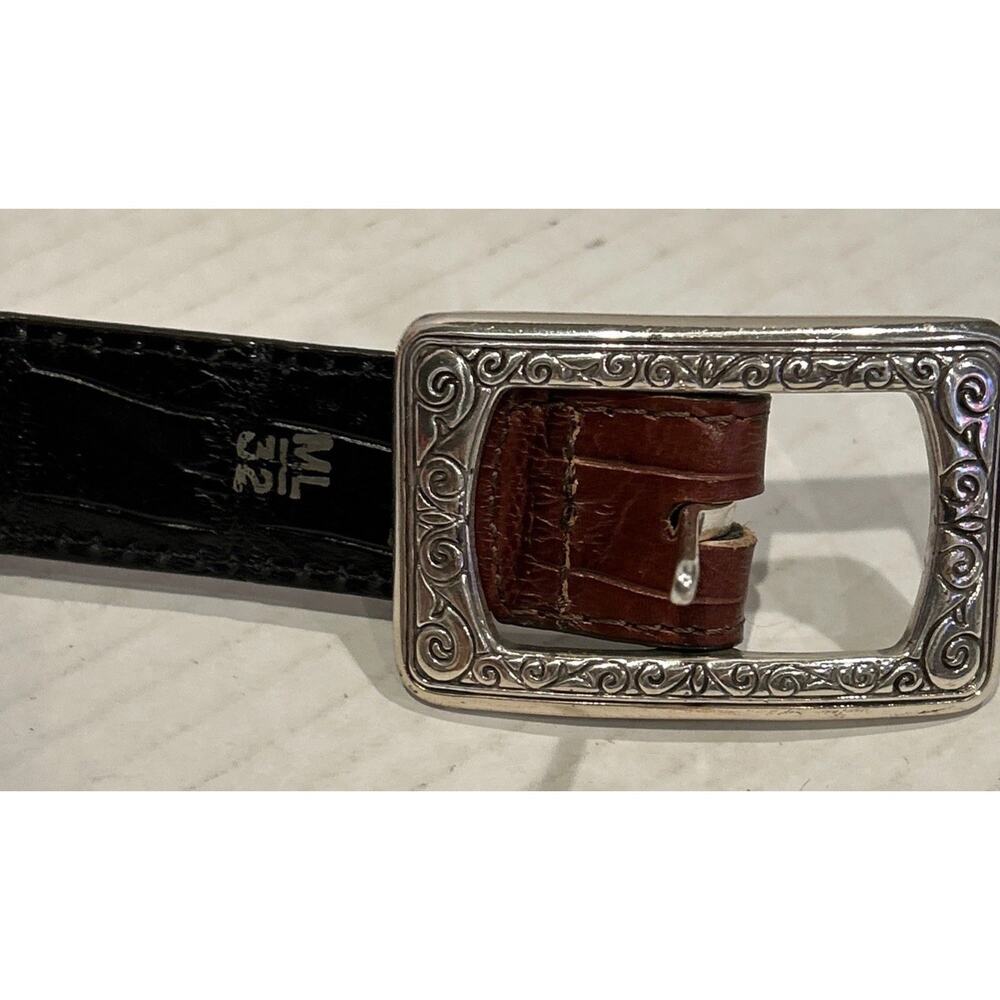 Brighton Belt Reversible Brown & Black Crocodile Size ML 32 Leather 1" EUC - Picture 3 of 8
